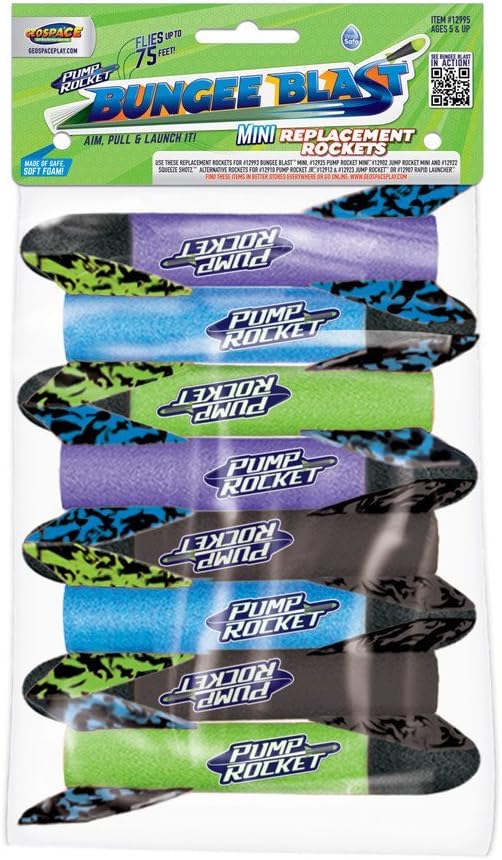 Geospace 8-Pack of Mini Replacement Rocket Refills for Bungee Blast Mini, Air Archer & More