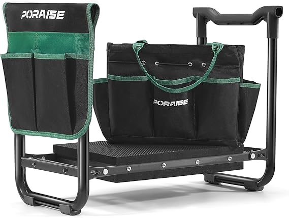 Garden Kneeler and Seat Heavy Duty, Wider and Thicker Kneeling Pad Stool | Foldable Gardening Kneeling Stool with 2 Tool Pouches, Gardening Gifts Tools for Women Mom Men Seniors Elder
