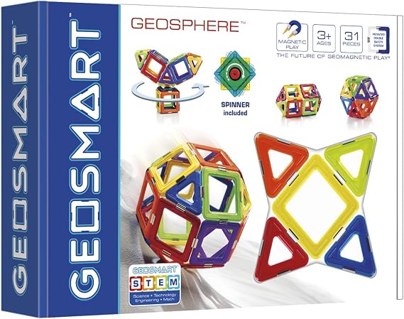 GeoSmart GeoSphere 31-Piece GeoMagnetic STEM Building Set with Spinner