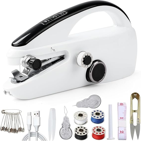 Handheld Sewing Machine, Mini Electric Handy Sewing Machine, Quick Portable Mending Machine, perfect for Beginners Sewing Curtain DIY Fabric Cloth Jeans Pet Clothes