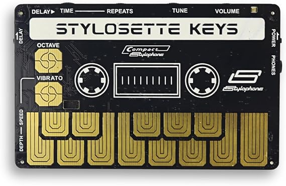 Stylophone Stylosette The Original Pocket Synthesizer in Portable Cassette Size. Play Tunes in an Instant with the Touch Keyboard and inbuilt Speaker. Extra features include FX & Expansion Port.
