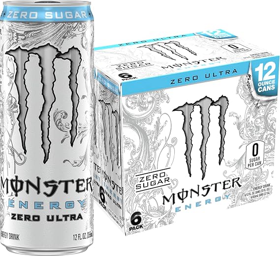 Monster Energy Ultra, Zero Ultra Sugar Free Energy Drink 6 Pack, 72 Fl Oz