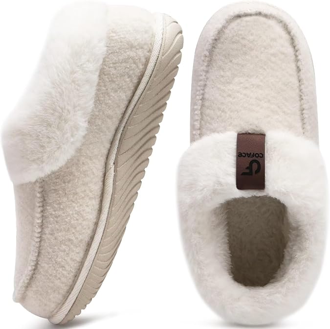 COFACE Womens Memory Foam House Slippers Arch Support Indoor Outdoor Shoes