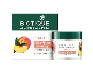 Biotique Bio Peach Clarifying & Refining Peel-Off Mask For Oily & Acne Prone Skin, 50G - 1 Pack
