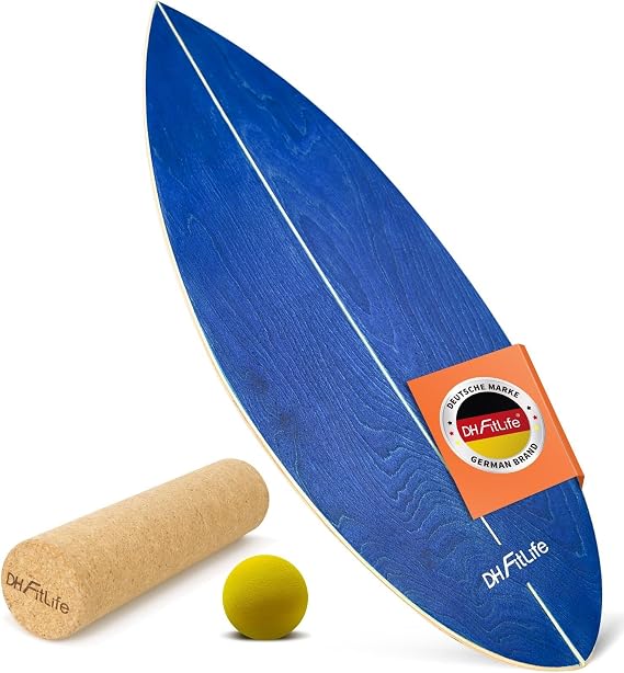 DH FitLife Wooden Surf Balance Board | Indoor Surfboard with Rocker Shape | Wobble Board for Adults | Fun, Balance, Stability & Core Strength