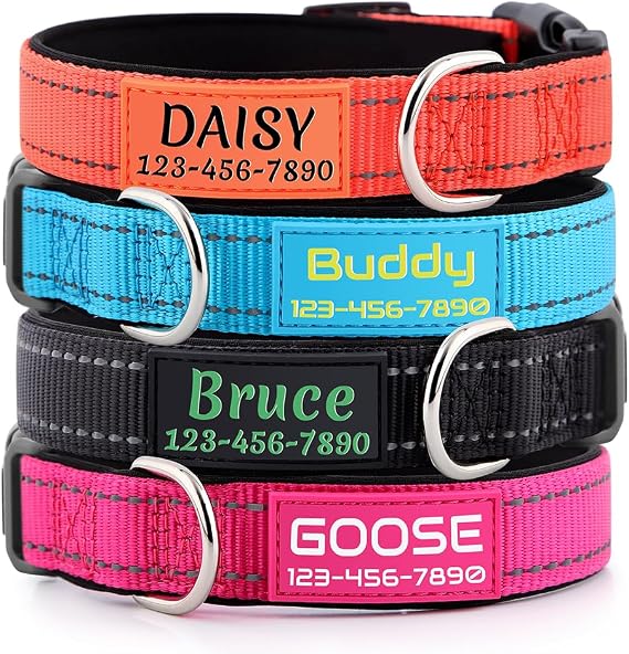 Personalized Dog Collars Custom with Pet Name & Phone for Small Medium Dogs | Soft Neoprene Padded, Nigth Safety Reflective, Adjustable Sizes XSmall Small Medium and Large, 10 Colors for Boy & Girl Dogs
