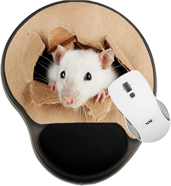 MSD Mousepad Wrist Rest Protected Mouse Pads, Mat with Wrist Support, IMAGE ID: 17047289 funny little rat on paper backgro