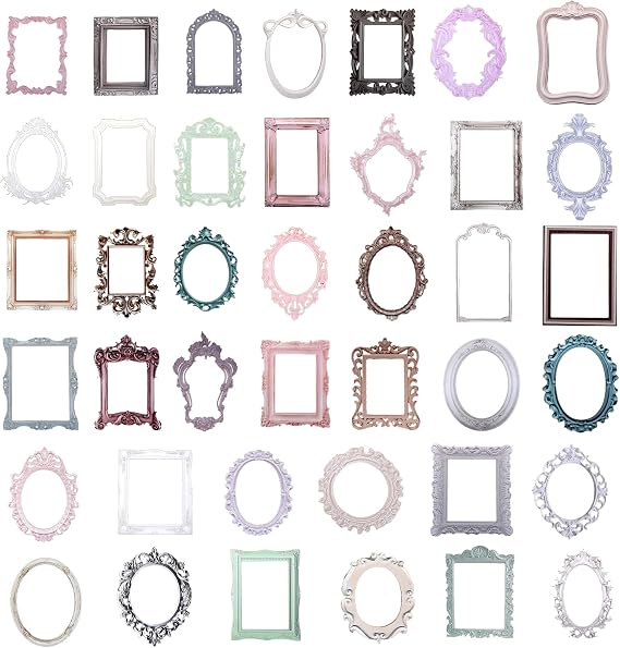 Oruola 40pcs Scrapbook Frames, Vintage Frame Stickers, Junk Journal Stickers, Scrapbooks Window Frames Cutout, Photo Scrapbook Decorative Paper for DIY Scrapbooking Junk Journal Crafts Album