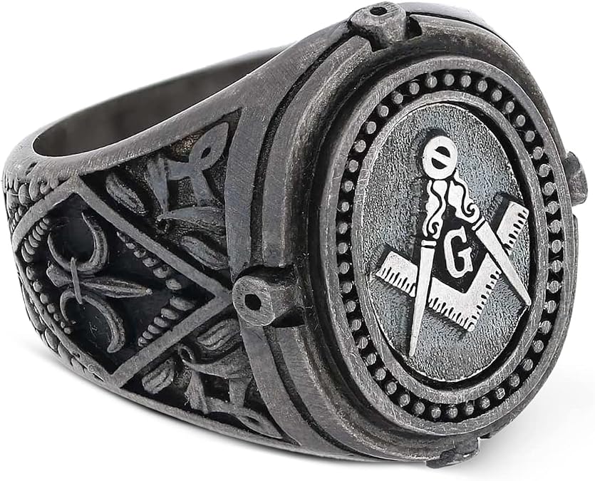Handmade Masonic Signet Ring, Freemason Statement Ring, Silver or Gold, 21 x 19mm