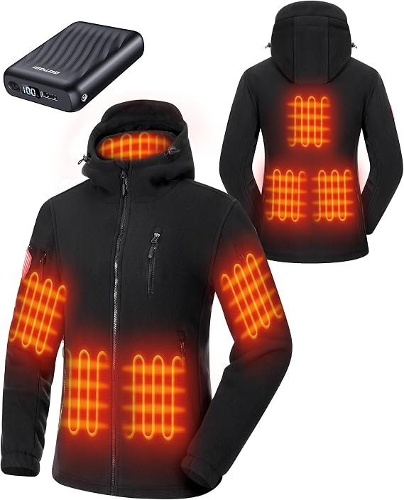 Heated Jacket Fleece with 12V 18400mAh Battery Pack, Soft Fleece Coat for Men Women, Zip-Up Hoodie for Winter Warmth