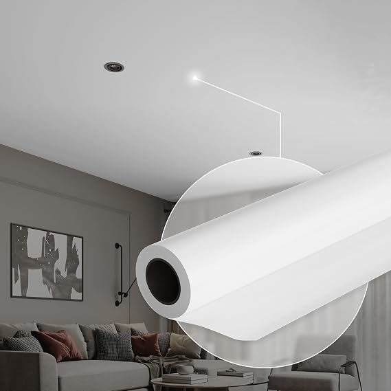 DIY Stretch Ceiling Room - Easy Install Suspended Ceiling Grid with White PVC Stretch Ceiling - Drop Ceiling System, Suspended Ceiling Grid, Ceiling Panel (Kit #3 for 4'7'' x 5'11'' Room with Glue)