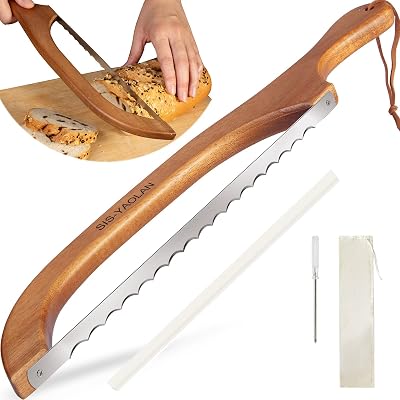 Bread Slicer for Homemade Bread Baguettes and More Cuts Thin, Bread Slicer,Bow Bread Knife for Sourdough with Serrated Bread Knife for Homemade Bread