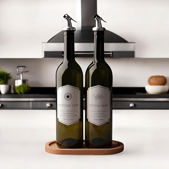 2-Piece 750ml Olive Oil Oil Bottle Oil Bowl Oil Bowl with AEE® Wooden Stand