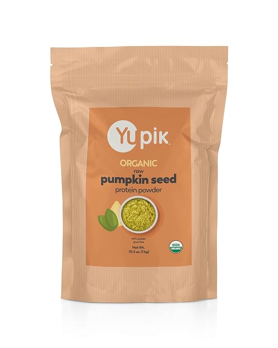 Yupik Organic Raw Pumpkin Seed Protein Powder, 65% Protein, 2.2 lb (35.2 oz), USDA Certified, Non-GMO, Vegan, Gluten-Free, Kosher, High in Iron & Fiber, Superfood for Shakes & Baking