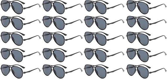 OWL 20 Pack Kids Aviator Sunglasses Small Fit UV400 Protection Bulk Set for Children, Plastic Frame Shades (Ages 36)