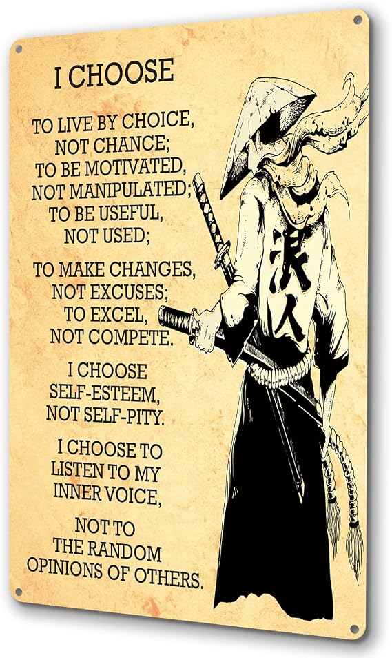 Inspirational Wall Art Samurai Poster Print Japanese Samurai Wall Decor for Home Office Bedroom 8 * 12 Inch