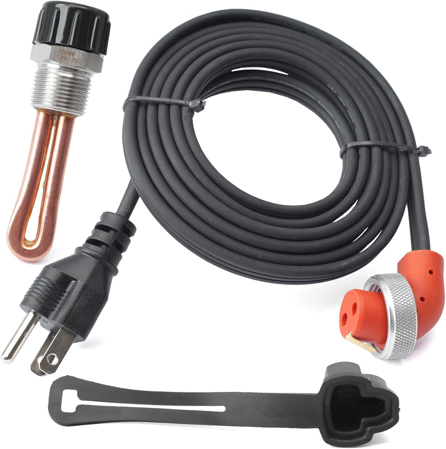 3500022 Engine Block Immersion Heater Replacement for Cummins for Paccar Diesel Engine 34 Inch NPT Thread 120 Volts 750 Watts with Cordset Cord and Plug Protector