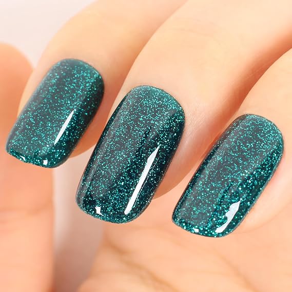 Green Glitter Gel Polish,15ml Soak Off UV Sparkly Green Shimmer Glitter Gel Nail Polish for DIY Manicure,St. Patrick's Day Christmas Color - GP0063