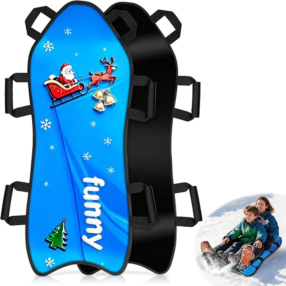 45" Large Foldable Snow Sled, Rolled Up Portable Snow Sleds for Kids, Adult | Thickened PE Bottom Sturdy Fabric Stitching Winter Sleds with Handles for Stable Control, Fits 2 Children or 1 Adult