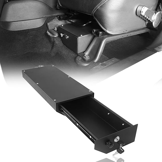 Hooke Road JK Under Seat Lock Box Security Storage for Jeep JK Wrangler 07-10 & 07-18, Driver Side