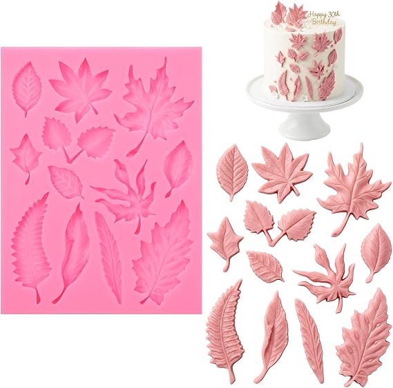 Leaf Silicone Mold, Plant Leaf Shape Fondant Molds for DIY Crafts Chocolate, Polymer Clay Mold for Cake Decorating, Clay Molds for Air Dry