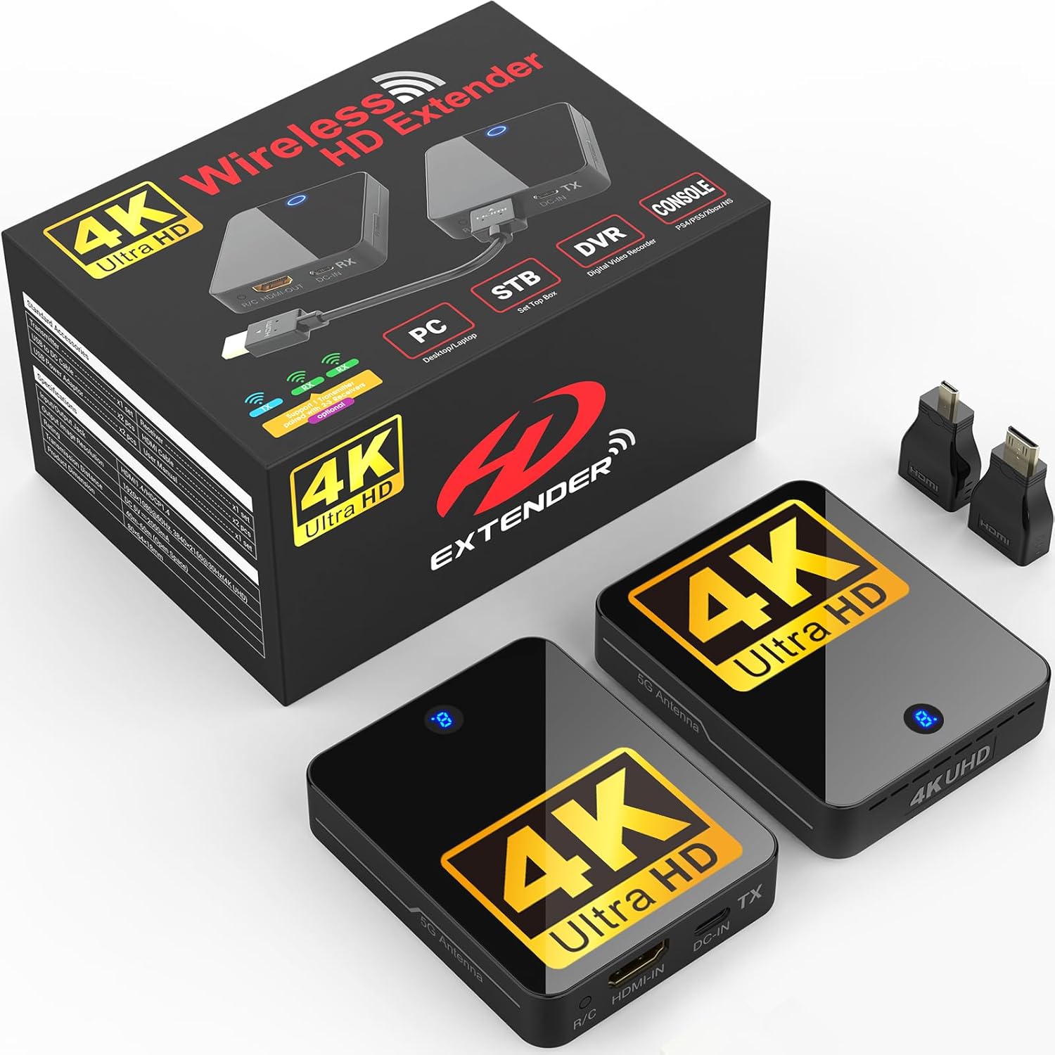 Wireless HDMI Transmitter and Receiver, 4K 2160P 30HZNot for 2160i, 200FT MAX, Dual 5GHZ Wi-Fi, 1 TX to 3 RXS, 0.1s Latency, Streaming PCPS4CameraLaptop to TVProjectorMonitor
