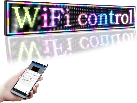 PH10mm 77"x14" Programmable LED Display Board with WiFi - Full Color Scrolling Sign, High Brightness Advertising Screen for Business & Retail Stores