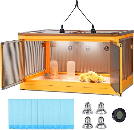 Chicken Brooder Box for Chicks Starter Kit, Larger Chicken Brooder Heater Warms up to 30 Chicks, Poultry Breeding Box Suitable for Chick Duckling Parrot Lizard (28" L x 19" W x 15" H)