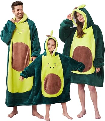 Wearable Blanket Hoodie, Oversized Blanket Hooded, Coverage with Easy Movement, Warm and Cozy Flannel, Gift for Kids