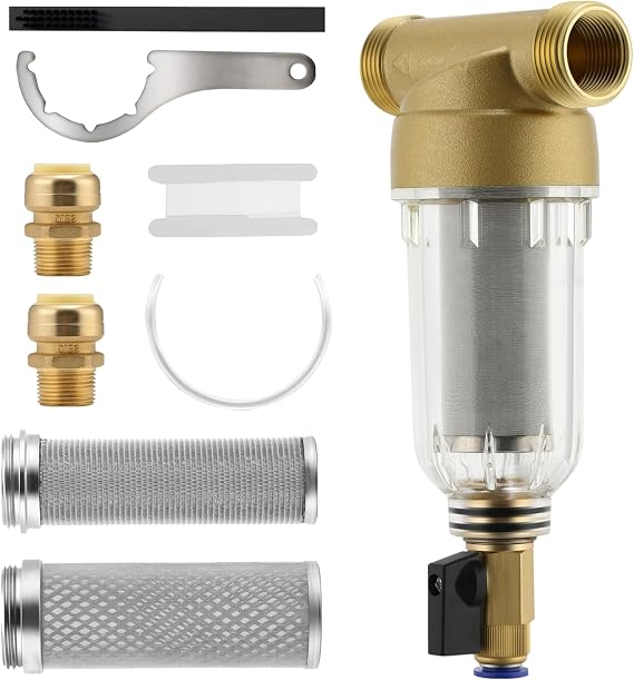 50 Micron Spin Down Sediment Filter, Sediment Water Filter, Home Water Filter with 100&200 Micron Filters