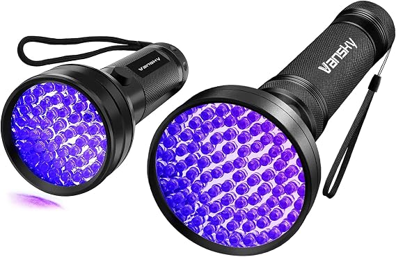 Vansky Black Light UV Flashlights, 100 LED & 51 LED 395nm Blacklight Detector for Dog Cat Pet Urine, Dry Stains and Bed Bug, Matching with Pet Odor Eliminator
