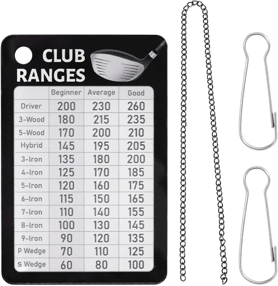 BOXOB Golf Club Range Chart Card, Black Golf Distance Card Golf Yardage Card Golf Range Chart Card Golf Club Rules Card Golfers Bag Accessories Golf Essentials Accessories for Men