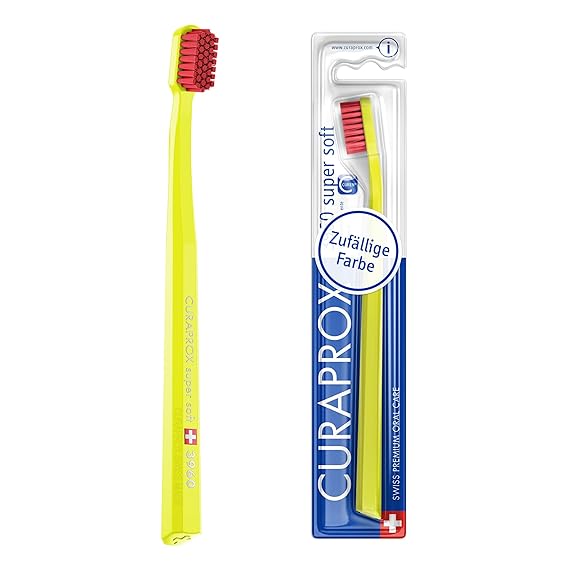 Curaprox CS 3960 Super Soft Toothbrush Adult Gum and Tooth Care | Super Soft Curen Filaments for Gentle Cleaning | Assorted Colours, Single Pack
