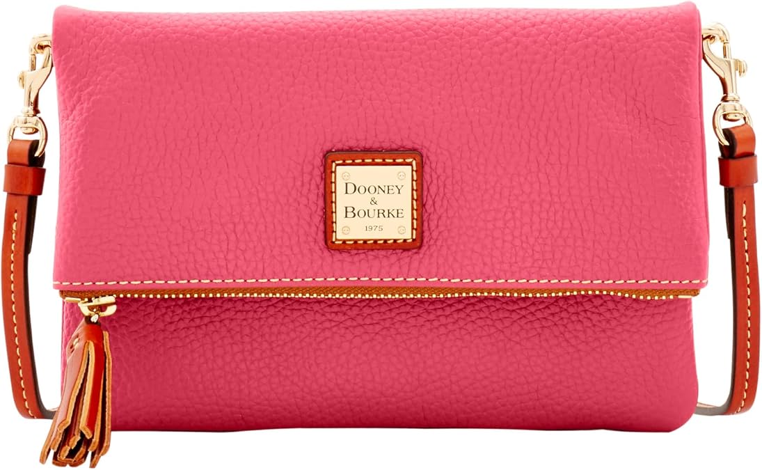 Dooney & Bourke Women's Foldover Zip Crossbody in Pebble Grain Leather, Small Sized Handbag with Adjustable Shoulder Strap