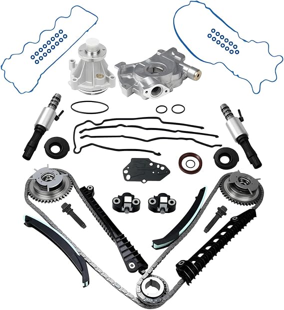 5.4 Timing Chain Kit Cam Phaser Set Fit for Ford F150 F250 F350 Expedition for Lincoln Navigator Mark LT 5.4 3V Triton V8 Engine | Complete Repair Kit with VVT Solenoids & Gears | 3L3Z6M280EA