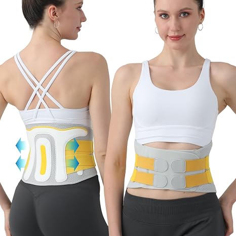 Lower Back Brace for Women and Men - Adjustable Lumbar Back Brace, Full Support Lumbar Brace, Ergonomic Design & Soft Breathable 3D Knit Material, for Sciatica Scoliosis Posture, Ideal for Work Lifting (M:28.5"-37.4")
