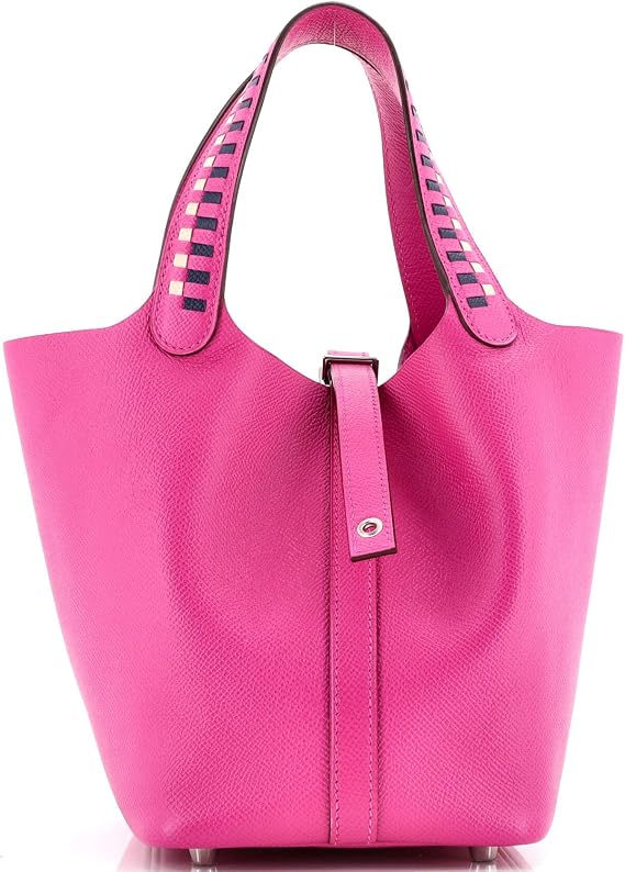 Pre-Loved Picotin Lock Bag Tressage Epsom PM, Tressage - Magnolia/Bleu Saphir/Craie