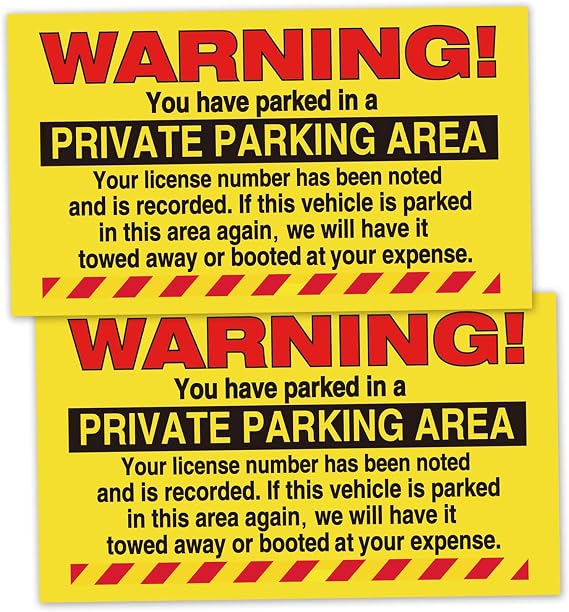 KORTTITALO 50 Parking Violation Stickers With YYou Have Parked in a Private Parking Area, No Parking Stickers, Hard To Remove Tickets for Car Window, (5"" X 9"" Yellow), WCS0165