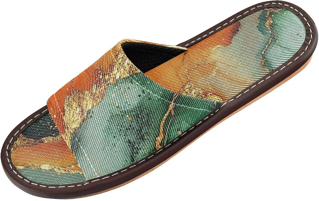 Marble Green Orange Bride Slippers Indoor and Outdoor Summer Cute Slip on Home Shoes for Travel,