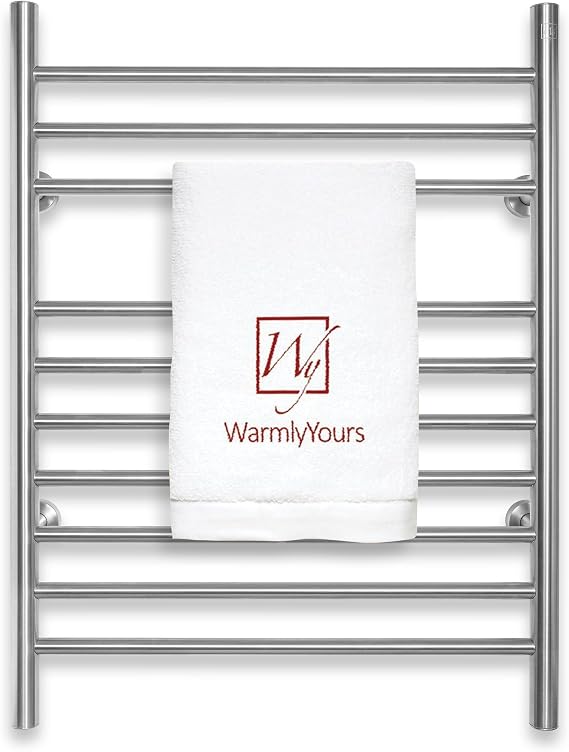 WarmlyYours Infinity Heated Towel Rack, 10 Bars, Brushed Steel