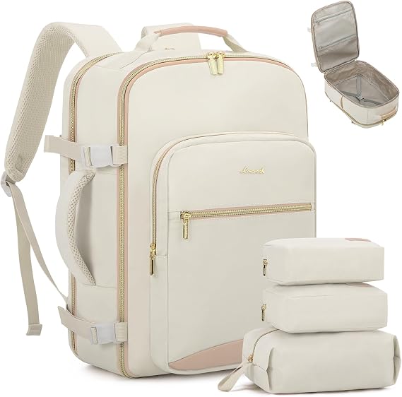 LOVEVOOK 40L Travel Backpack Flight Approved Carry on Backpack,3 Packing Cubes,Waterproof Personal Item Travel Bag,TSA Carry on Luggage Suitcase Travel Essentials,Gifts for Women & Men,fits 17" Laptop