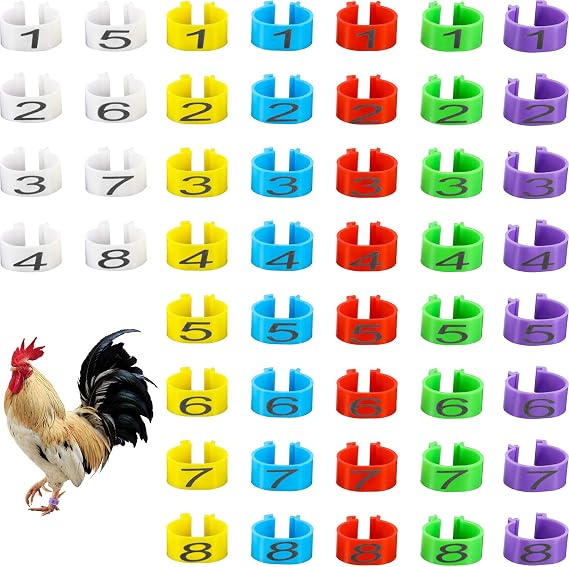 Weewooday 48 Pcs 16 mm Chicken Leg Bands Numbered Clip on Poultry Rings
