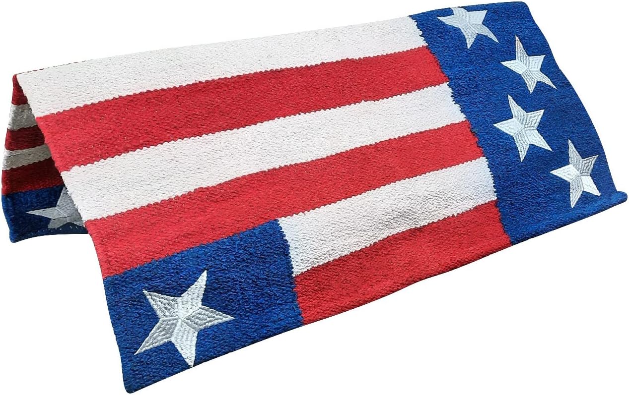 Patriotic American Flag Blanket 32 x 32- Use for Western Horse Saddles, Throw Rug, Mat, Crafts, Decoration, Parades