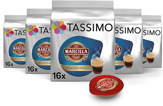 Tassimo T Discs Marcilla Decaf Decaffeinated Espresso Coffee - Pack of 5 (80 T-Discs)