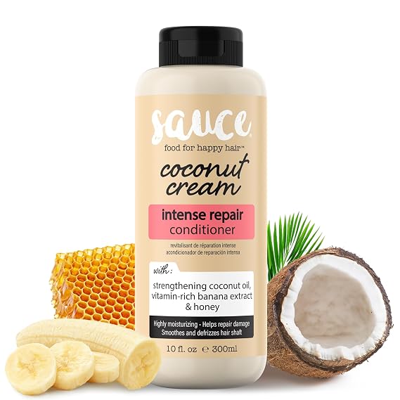 SAUCE Intense Repair Conditioner, Coconut Cream, Frizz Control, 10 Fl Oz