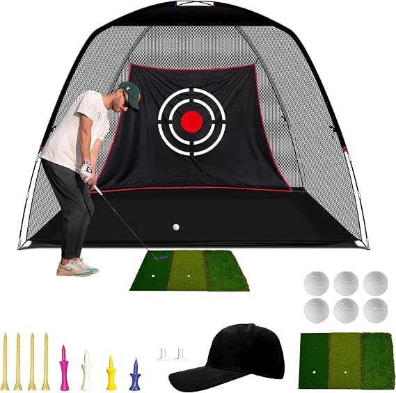 12 x 7 FT Golf Practice Net Set with 3-in-1 Mat