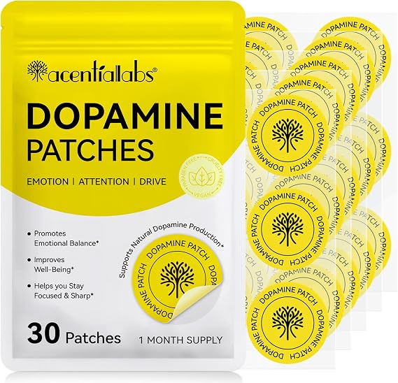 Dopamine Patches Extra Strength, Mood Support Body Care Patch for Daily Mental Wellness, Mood Boost & Positivity, Supports Dopamine & Serotonin Balance Vegan for Men Women (30 Patches)