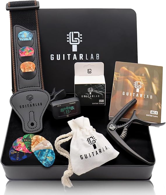 Guitar Lab Guitar Accessories Kit - Strap, Capo, Tuner & Picks Gift Set