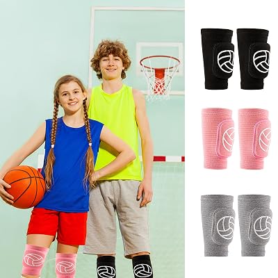 Yxmeiguo 3 Pairs Knee Pads for Kids, Volleyball Knee Pads, Soft Breathable Non Slip Kids Knee Pads for Volleyball, Padded Sponge Knee Brace for Running Workout Dance Knee Pads for Girls Boys Youth
