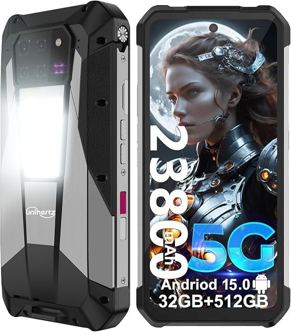 Tank 3 Pro Phone Android 15, 6.79'' 5G Rugged Smartphone with Projector | 23800mAh Large Battery OTG, Waterproof Unlocked Outdoor Mobile Cell Phones 512GB, Durable Work Phone 32GB ROM, Camping Light